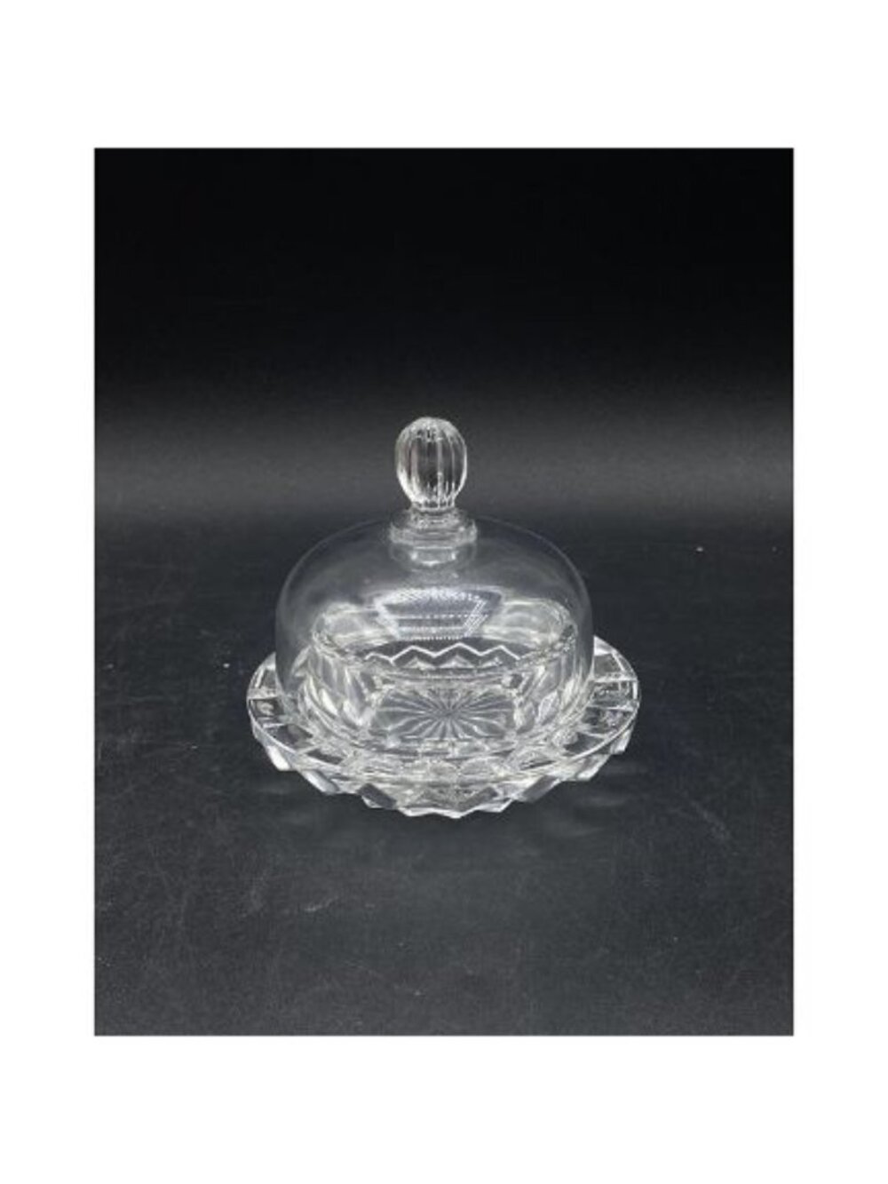 Mikasa Salina Glass Small Covered Condiment Cloche Butter Dish Vintage